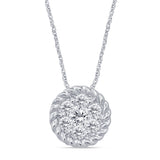 .15ct 14k White Gold Diamond Pendant Round Solitaire Necklace 18" Long