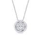 .15ct 14k White Gold Diamond Round Solitaire Pendant Necklace 18" Long