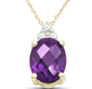 <span>GEMSTONE CLOSEOUT </span>! 1.75ct 10K Yellow Gold Diamond & Amethyst Gemstone Pendant Necklace 18" Long