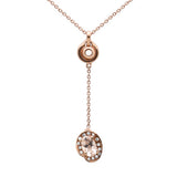 <span>GEMSTONE CLOSEOUT </span>! .54cts 10k Rose Gold Diamond & Morganite Lariat Pendant Necklace 18" Long
