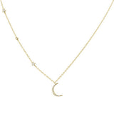 <span>DIAMOND CLOSEOUT! </span> .10ct G SI 14kt Yellow Gold Diamond Crescent Moon & Stars Necklace Pendant
