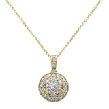 1.02ct 14k Yellow Gold Diamond Round Pendant Necklace 18" Long