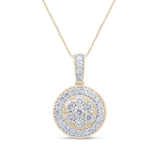1.02ct 14k Yellow Gold Diamond Round Pendant Necklace 18" Long