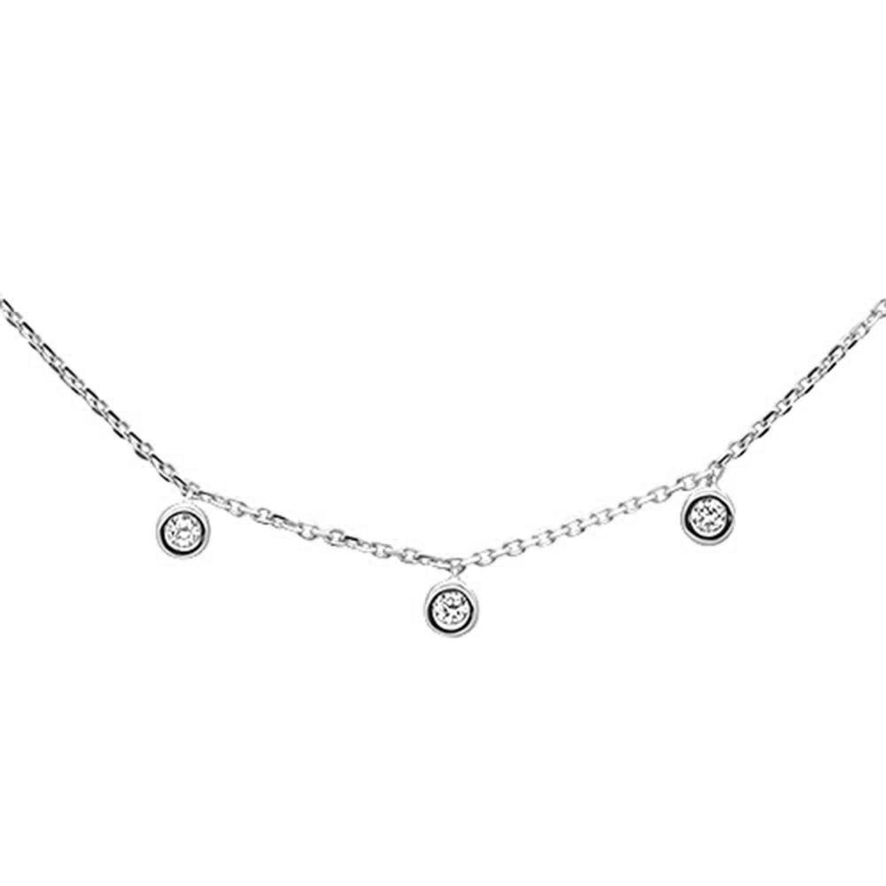 .07ct 14k White Gold Diamond Station Bezel Necklace 18"