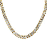 <span style="color:purple">SPECIAL!</span> 7mm 3.96ct G SI 14k Yellow Gold Diamond Round Cuban Necklace 22"