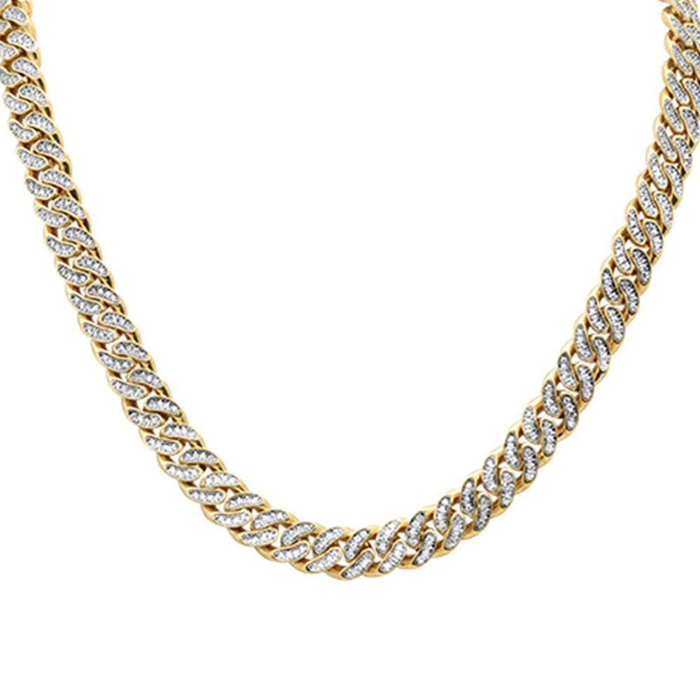 4mm 1.53ct G SI 14k Yellow Gold Diamond Round Cuban Necklace 18"