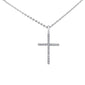 .04ct 14kt White Gold Diamond Cross Pendant Necklace 18" Long Chain