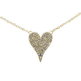 <span style="color:purple">SPECIAL!</span> .33ct G SI 14K Yellow Gold Diamond Heart Drop Trendy Pendant Necklace 16+2" Ext