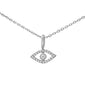 .05ct F SI 14K White Gold Evil Eye Diamond Pendant Necklace 18"