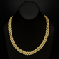 <span>DIAMOND CLOSEOUT! </span> 15MM 33.57ct 14KT Yellow Gold Diamond Micro Pave Miami Sqaure Cuban Link Necklace 22"