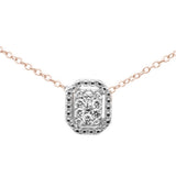 .14ct G SI 10K Rose Gold Diamond Rectangle Solitaire Pendant Necklace 18"