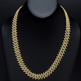 <span>DIAMOND  CLOSEOUT! </span>18mm 32.85ct G SI 14K Yellow Gold Spiked Round Diamond Cuban Necklace 22"