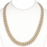 <span>DIAMOND  CLOSEOUT! </span>18mm 32.85ct G SI 14K Yellow Gold Spiked Round Diamond Cuban Necklace 22"