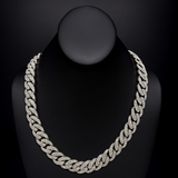 <span>DIAMOND CLOSEOUT! </span>18mm 37.0ct G SI 14K White Gold Diamond Cuban Link Chain 22"