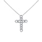 <span style="color:purple">SPECIAL!</span> .39ct G SI 14K White Gold Diamond Cuban Cross Pendant Necklace 18" Long