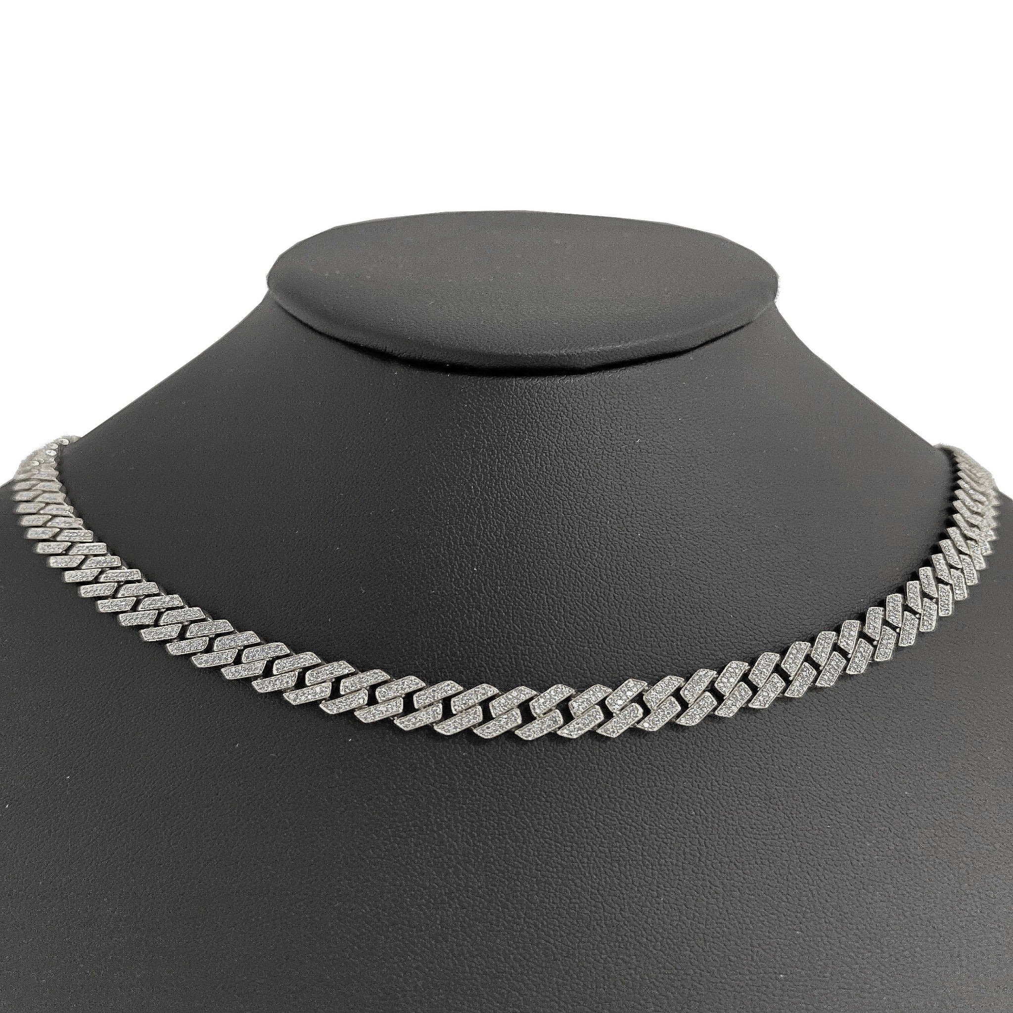 7MM 5.23ct G SI 14K White Gold Diamond Square Cuban Necklace 22"