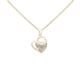 <span style="color:purple">SPECIAL!</span> .11ct G SI 10K Yellow Gold Diamond Heart Pendant Necklace 18" Long