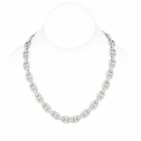 11mm 17.95ct G SI 14K White Gold Iced Out Diamond Round & Baguette Necklace 22"