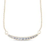 .25ct G SI 14K Yellow Gold Curve Bar Round Diamond Pendant Necklace 18" Long