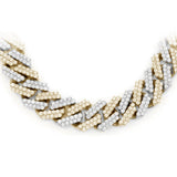 7MM 5.44ct G SI 14K Two Tone Gold Diamond Square Cuban Necklace 22"