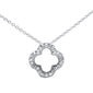.10ct G SI 14K White Gold Diamond Four Leaf Clover Pendant 18" Chain