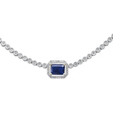 <span style="color:purple">SPECIAL!</span> 4.00ct G SI 14K White Gold Diamond & Blue Sapphire Gemstone Necklace