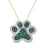 <span>GEMSTONE CLOSEOUT! </span> .47ct G SI 14K Yellow Gold Diamond & Natural Gemstones Dog Paw Necklace Pendant