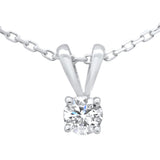 <span style="color:purple">SPECIAL!</span> .20ct G SI 14K White Gold Diamond Solitaire Pendant Necklace 18" Chain