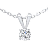 .25ct G SI 14K White Gold Diamond Solitaire Pendant Necklace 18" Chain