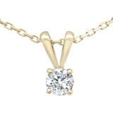 .20ct G SI 14K Yellow Gold Diamond Solitaire Pendant Necklace 18" Chain
