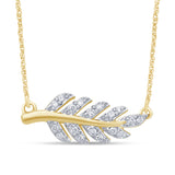 <span>DIAMOND CLOSEOUT! </span>.11ct 14kt Yellow Gold Diamond Olive Branch Leaf Pendant 16+2"ext Necklace