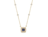 .17ct G SI 14K Yellow Gold Diamond & Blue Sapphire Gemstone Pendant Necklace