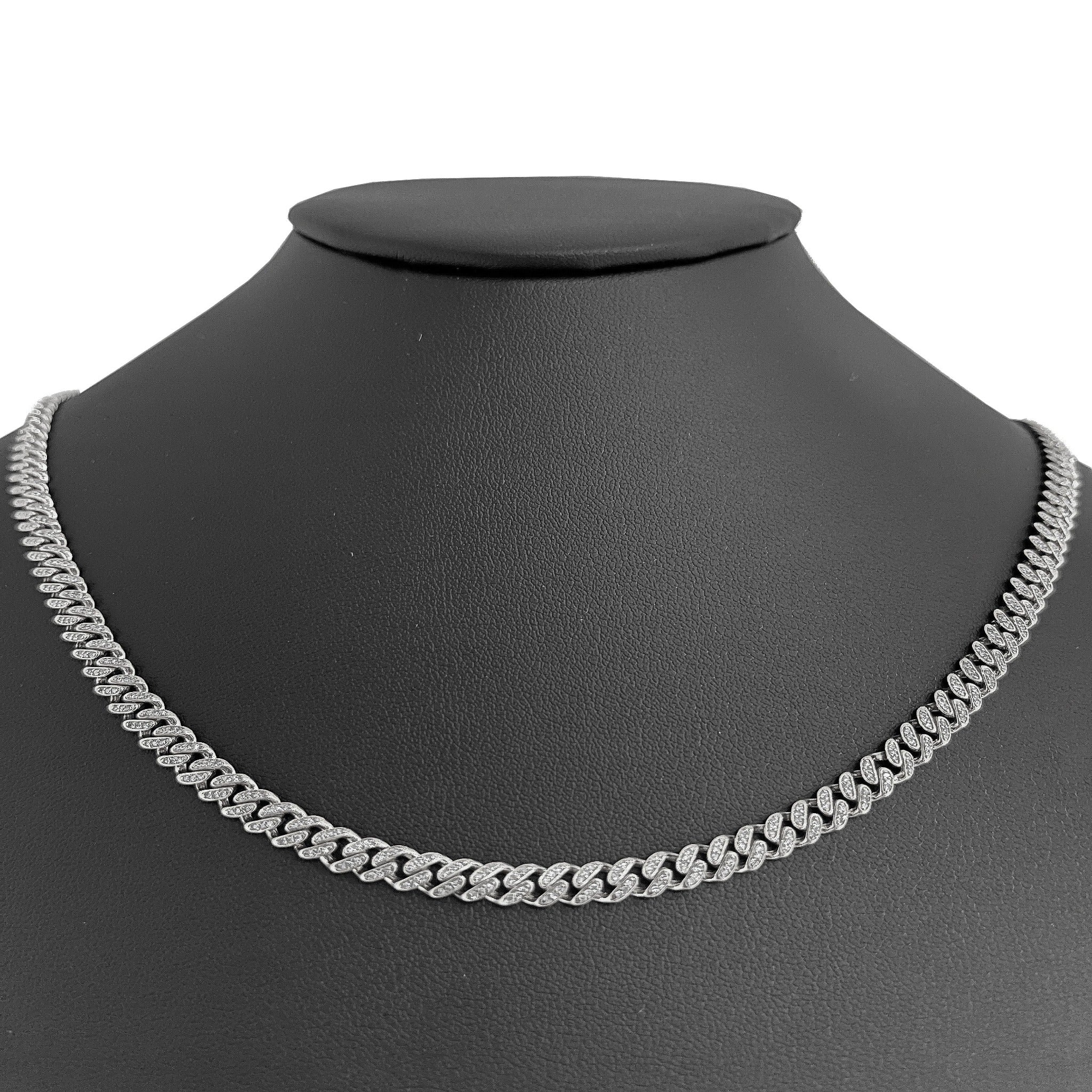 <span style="color:purple">SPECIAL!</span> 5mm 1.28ct G SI 14k White Gold Round Diamond Cuban Necklace 16"