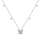 <span style="color:purple">SPECIAL!</span> .21ct G SI 14K White Gold Diamond Butterfly Pendant Necklace 16+2" Ext