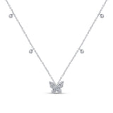 .21ct G SI 14K White Gold Diamond Butterfly Pendant Necklace 16+2" Ext