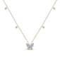 <span style="color:purple">SPECIAL!</span>.22ct G SI 14K Yellow Gold Diamond Butterfly Pendant Necklace 16+2" Ext