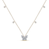 <span style="color:purple">SPECIAL!</span>.22ct G SI 14K Yellow Gold Diamond Butterfly Pendant Necklace 16+2" Ext