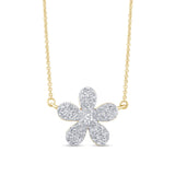 .27ct G SI 14K Yellow Gold Diamond Flower Pendant Necklace 18" Long