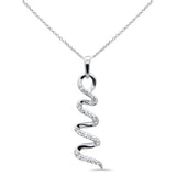 .13ct G SI 14K White Gold Diamond Swirl Pendant Necklace 18" Long
