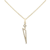 .14ct G SI 14K Yellow Gold Diamond Triangle Pendant Necklace 18" Long