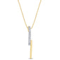 .06ct G SI 14K Yellow Gold Diamond Line Lightning Bolt Style Drop Pendant Necklace 18" Long