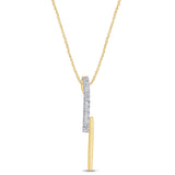 .06ct G SI 14K Yellow Gold Diamond Line Lightning Bolt Style Drop Pendant Necklace 18" Long