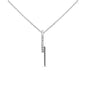 .06ct G SI 14K White Gold Diamond Line Lightning Bolt Style Drop Pendant Necklace 18" Long