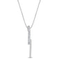 .06ct G SI 14K White Gold Diamond Line Lightning Bolt Style Drop Pendant Necklace 18" Long