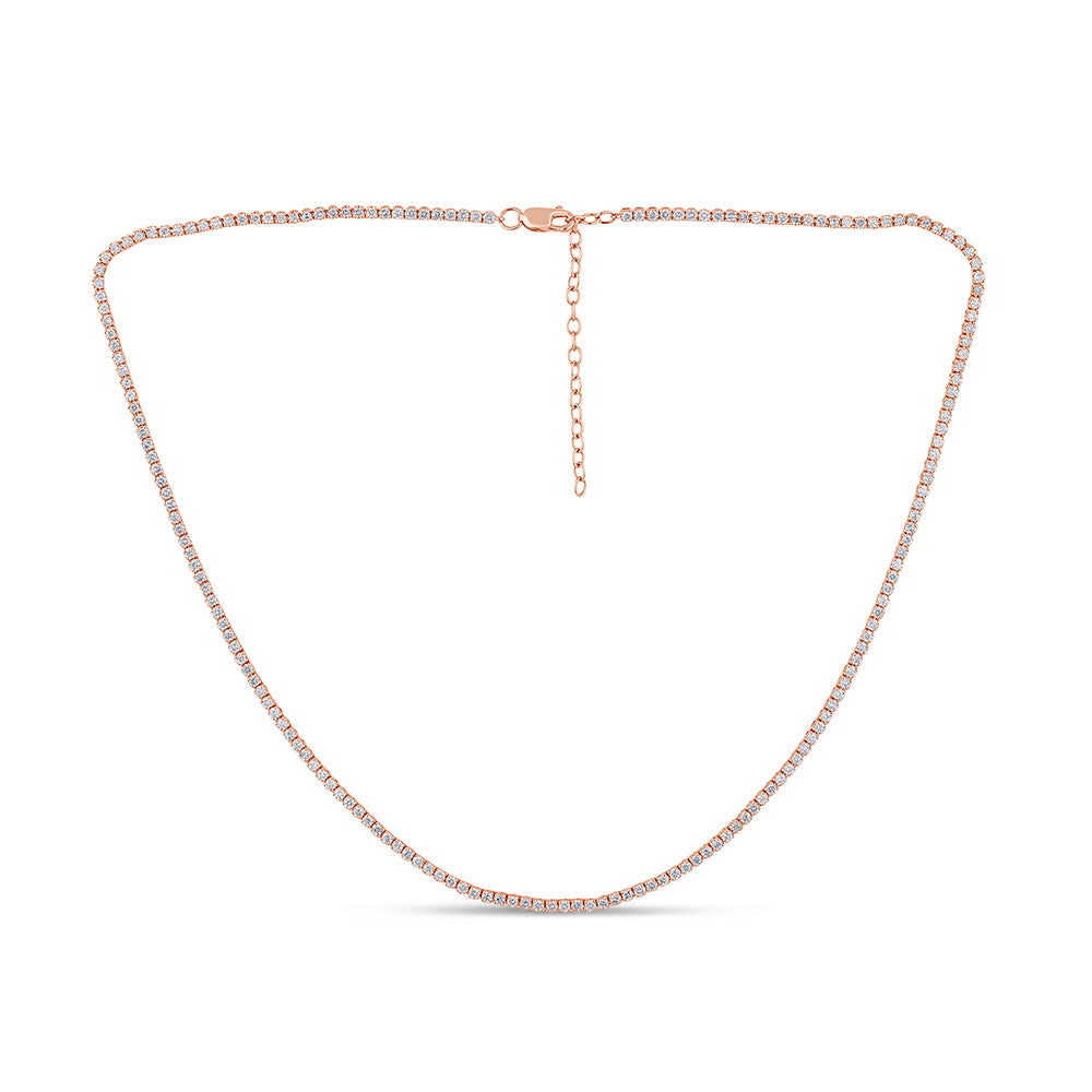 3.10ct G SI 14K Rose Gold Adjustable Tennis Necklace 14"+2" Long