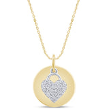 .21ct G SI 14K Two Tone Diamond Round & Heart Shaped Pendant Necklace 18" Long