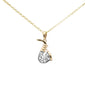 .16ct G SI 14K Yellow Gold Diamond Saxophone Pendant Necklace 18" Long