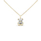 <span style="color:purple">SPECIAL!</span> .16ct G SI 14K Yellow Gold Diamond Teddy Bear Pendant Necklace 18" Long