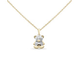 .16ct G SI 14K Yellow Gold Diamond Teddy Bear Pendant Necklace 18" Long
