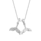 .16ct G SI 14K White Gold Diamond Whale Tail Pendant Necklace 18" Long